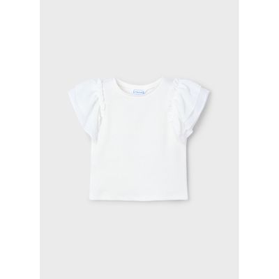OFF WHITE KNIT TSHIRT CHIFFON CAP SLEEVE / 3013-024