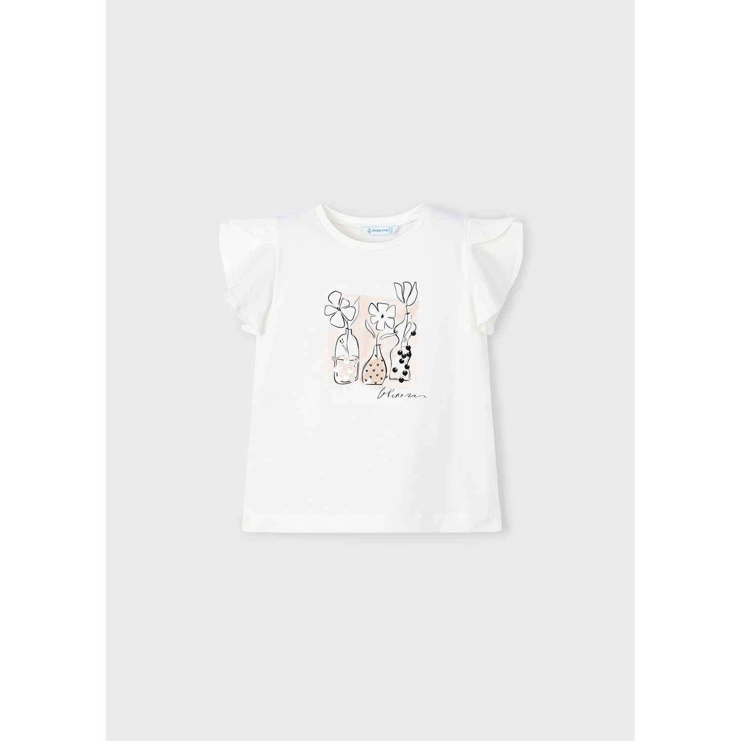 OFF WHITE TSHIRT TAN FLOWER POT PRINTSLEEVELESS / 3004-090