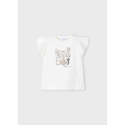OFF WHITE TSHIRT TAN FLOWER POT PRINTSLEEVELESS / 3004-090
