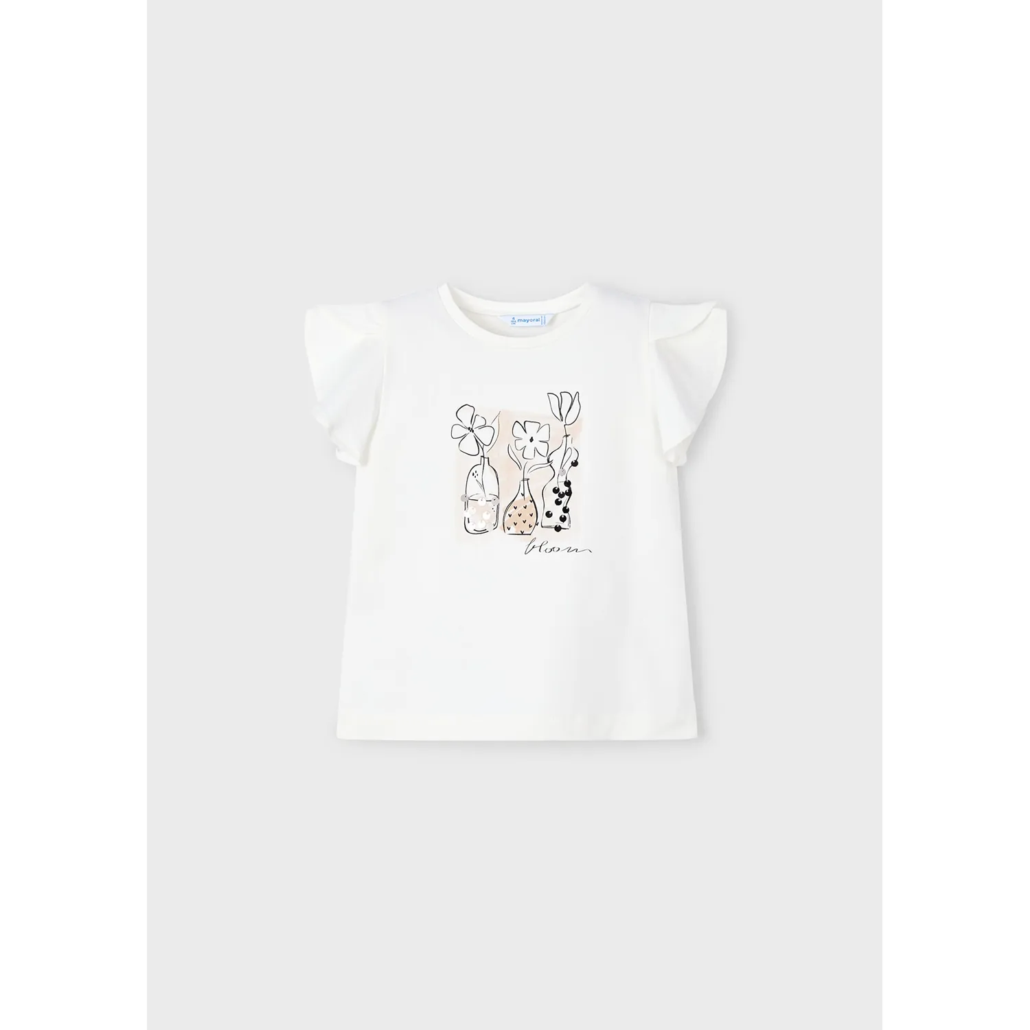 OFF WHITE TSHIRT TAN FLOWER POT PRINTSLEEVELESS / 3004-090