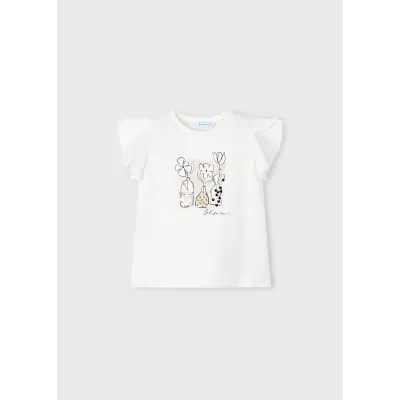 OFF WHITE TSHIRT TAN FLOWER POT PRINTSLEEVELESS / 3004-090