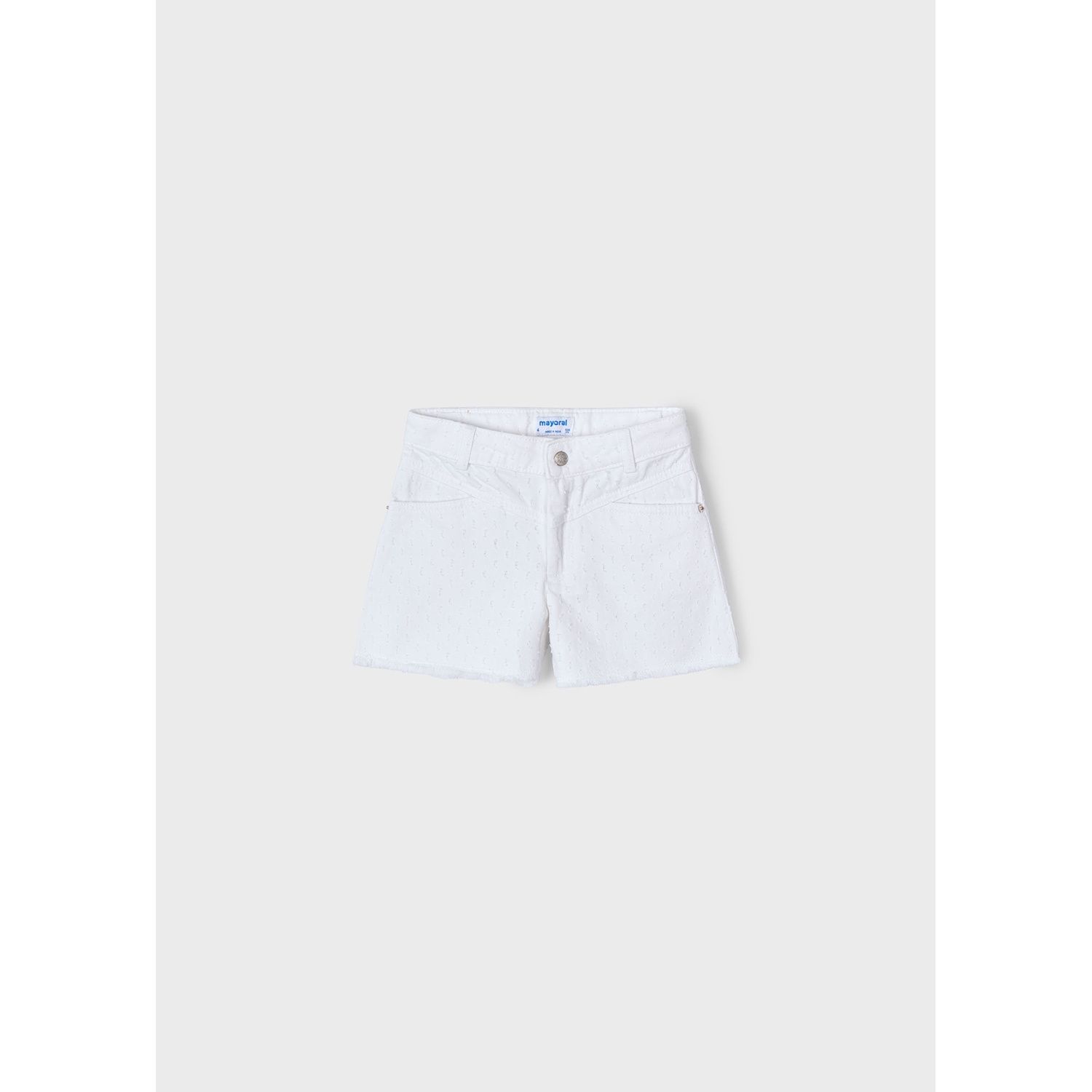 WHITE TWILL SHORTS RAGGED TRIM / 3205-043