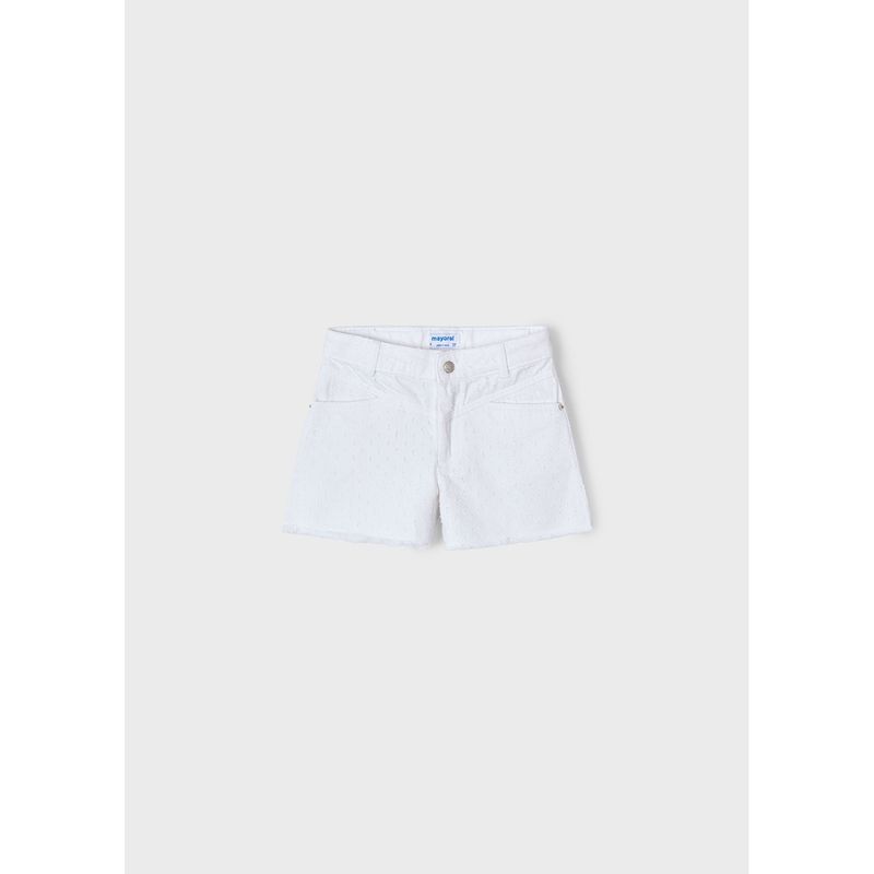 WHITE TWILL SHORTS RAGGED TRIM / 3205-043