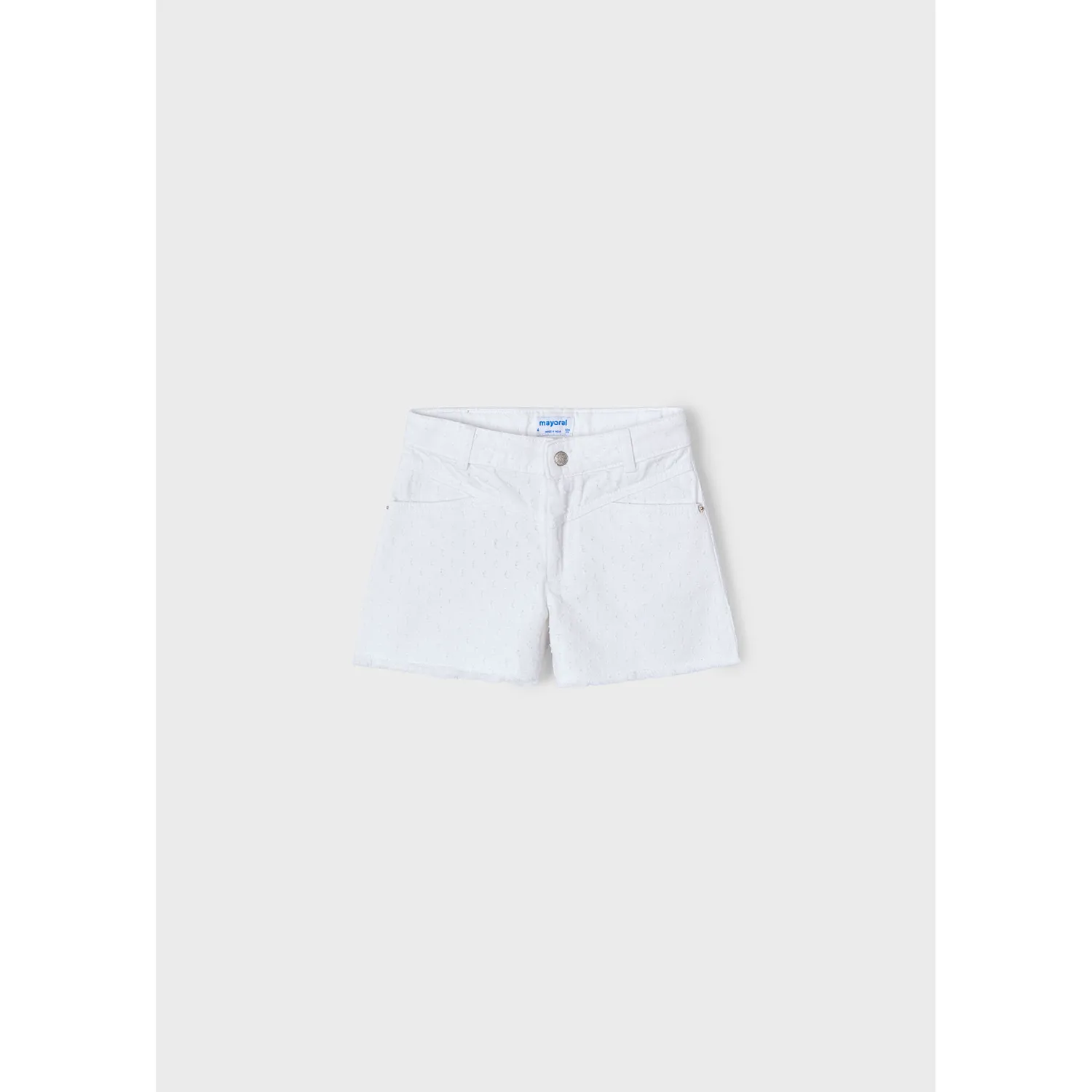 WHITE TWILL SHORTS RAGGED TRIM / 3205-043