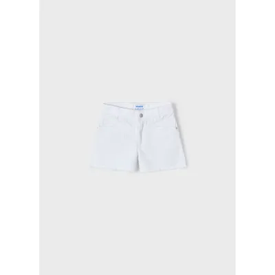 WHITE TWILL SHORTS RAGGED TRIM / 3205-043
