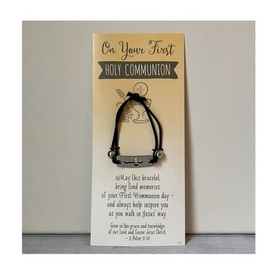 BLACK COMMUNION STRETCH BRACELET W/SILVER BEADS / ABB-56790BK