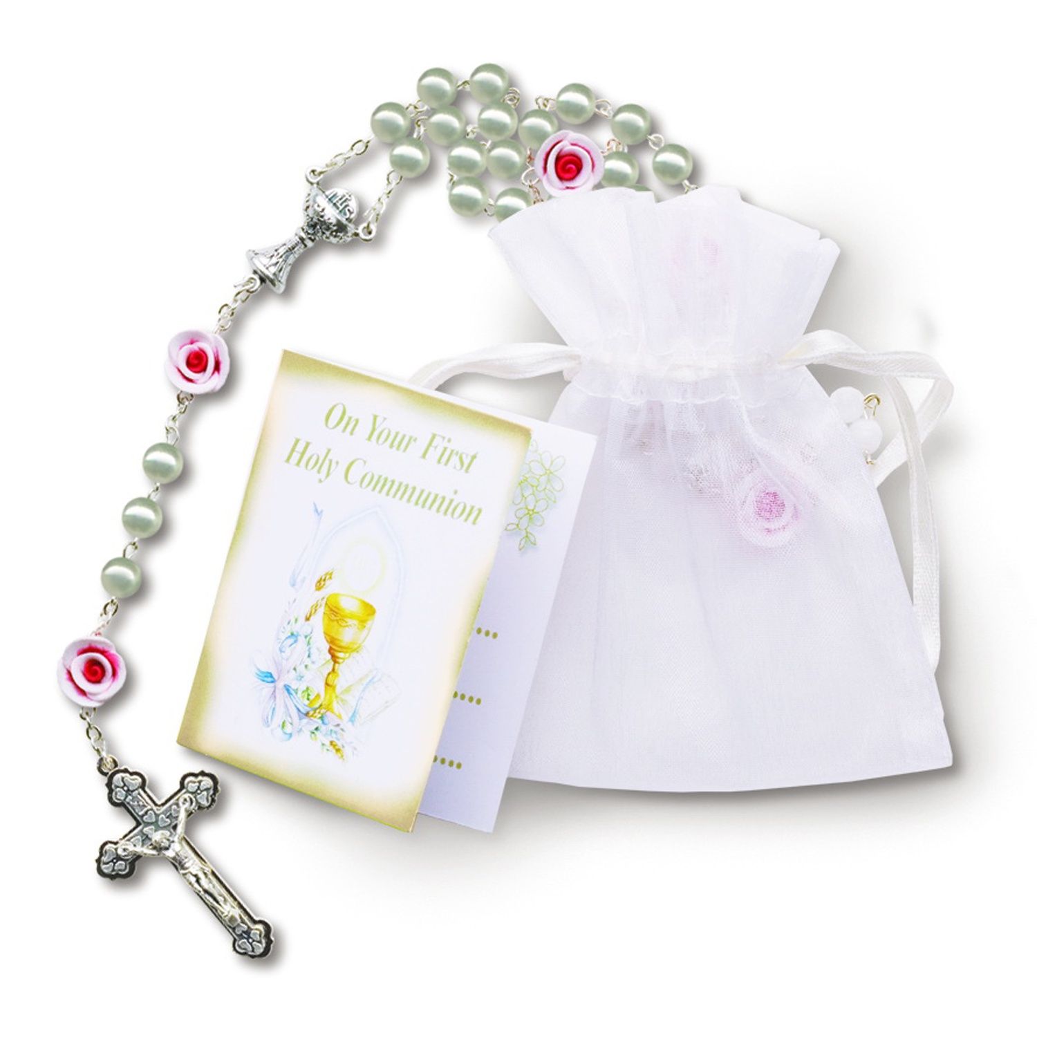 PEARL COMMUNION ROSARY W/CLAY BEADS / SHE-RY871
