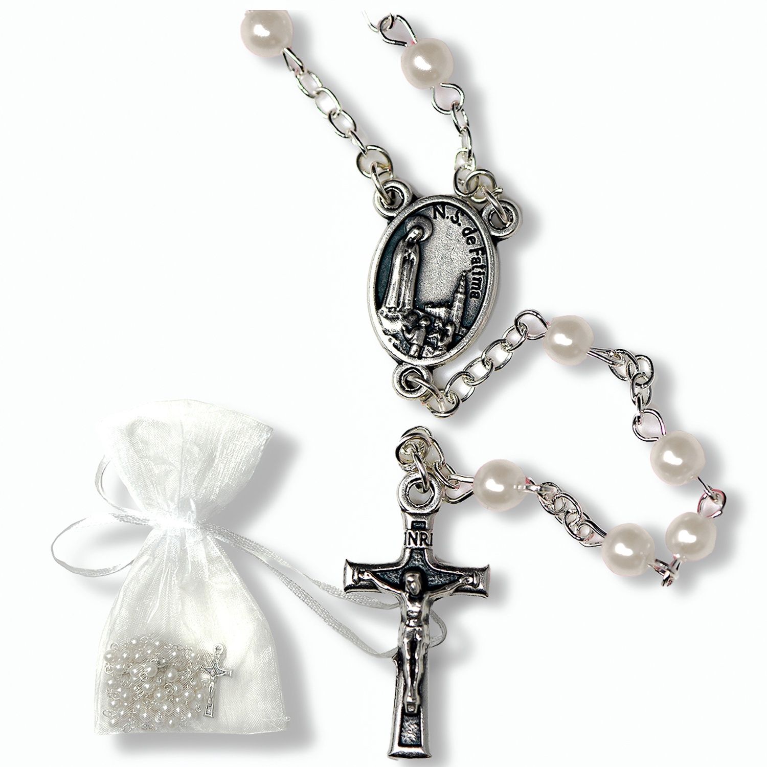 WHITE PEARL BABY ROSARY / ZAV-1764WH WHITE PEARL BABY ROSARY / ZAV-1764WH