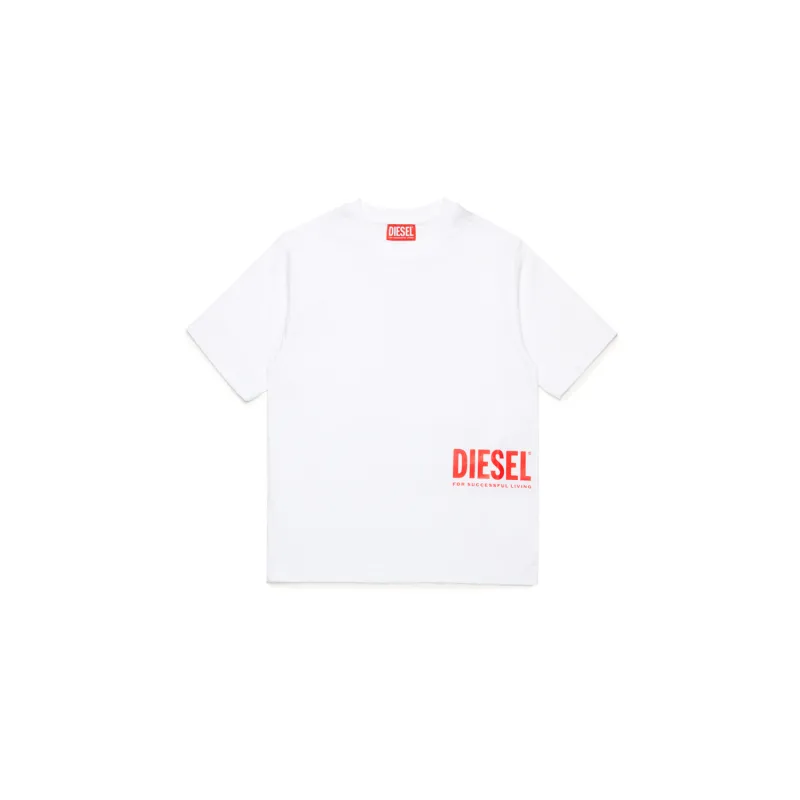 WHITE TSHIRT SHORT SLEEVE RED DSL LOGO / J02283-K100