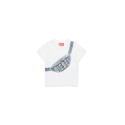 WHITE TSHIRT SHORT SLEEVE DENIM PURSE PRINT / K00616-K100