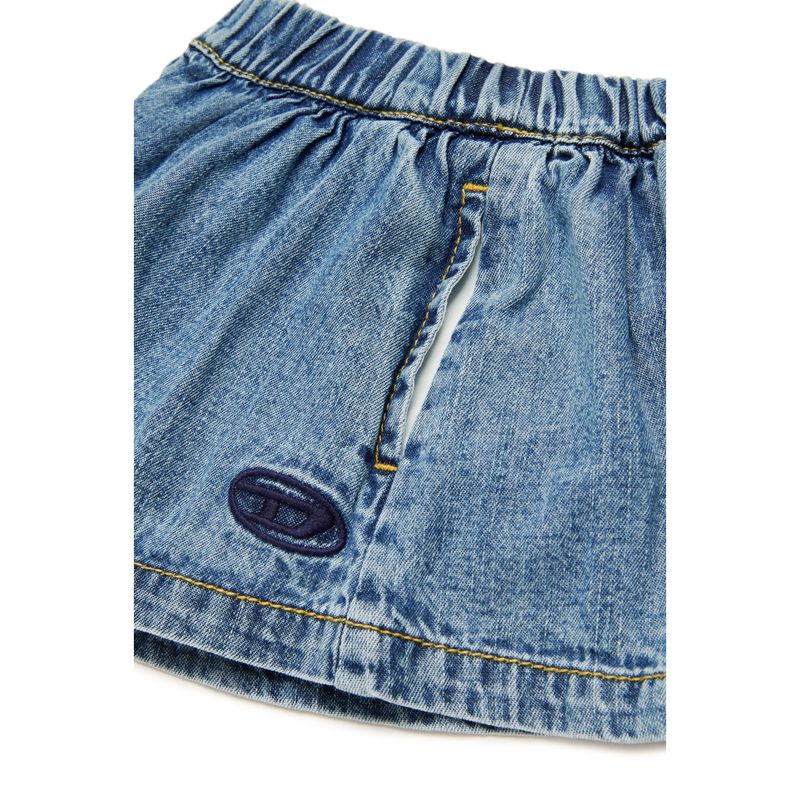 DENIM FLARED SHORTS ELASTIC WAIST / K00599-K01