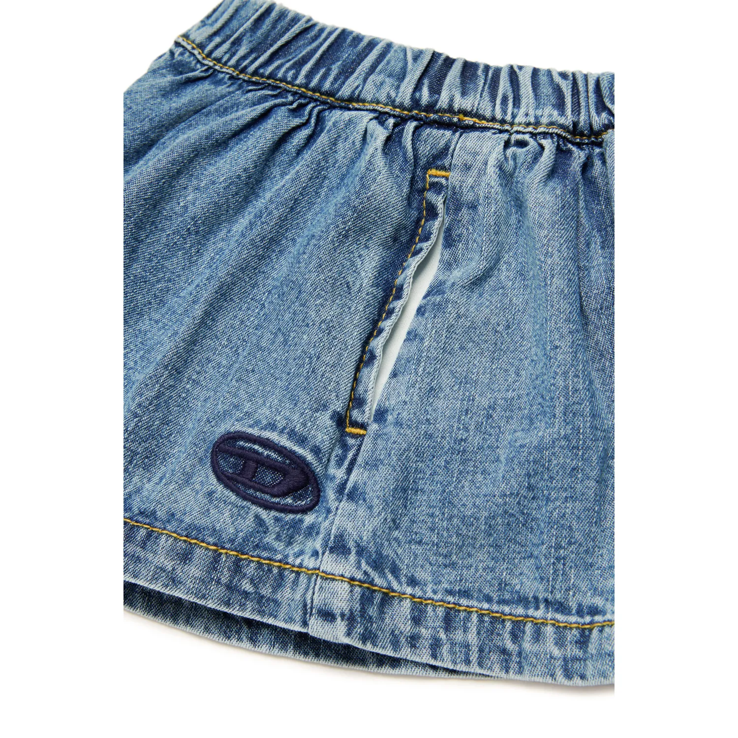 DENIM FLARED SHORTS ELASTIC WAIST / K00599-K01