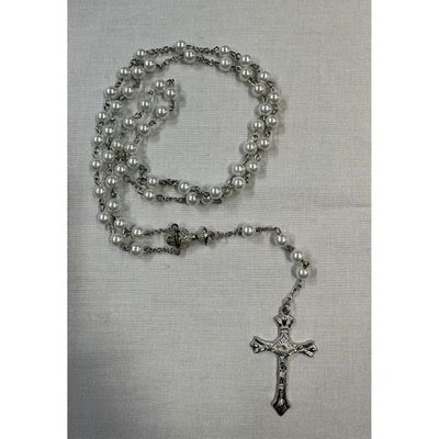 LARGE PEARL ROSARY / WHITE