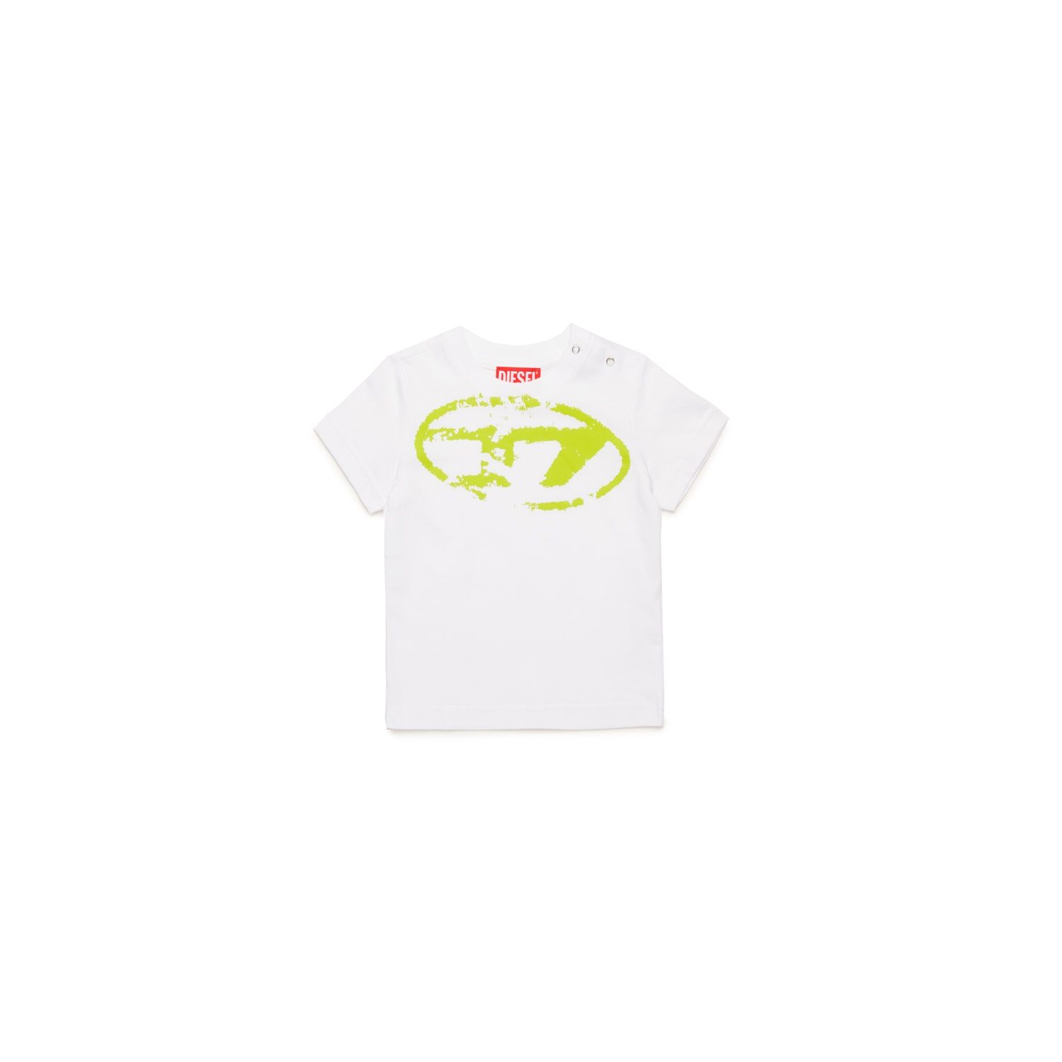 WHITE TSHIRT LIME GREEN D SHORT SLEEVE / K00635-K100