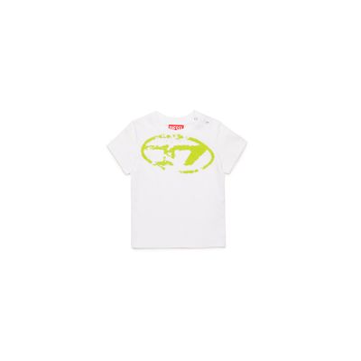 WHITE TSHIRT LIME GREEN D SHORT SLEEVE / K00635-K100