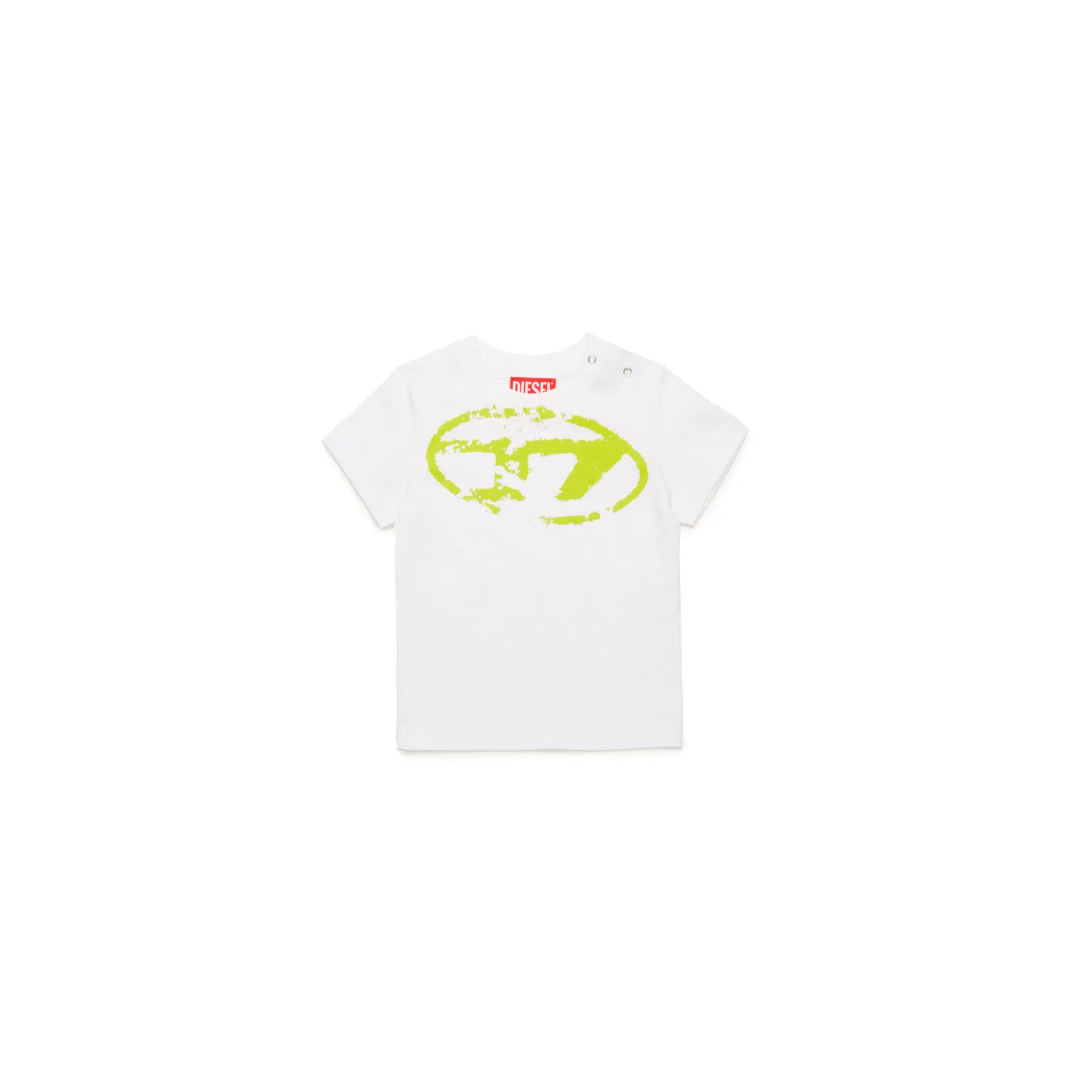WHITE TSHIRT LIME GREEN D SHORT SLEEVE / K00635-K100