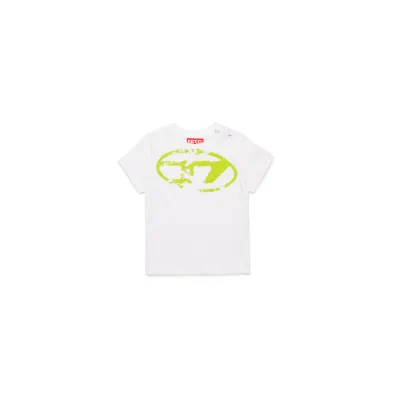 WHITE TSHIRT LIME GREEN D SHORT SLEEVE / K00635-K100