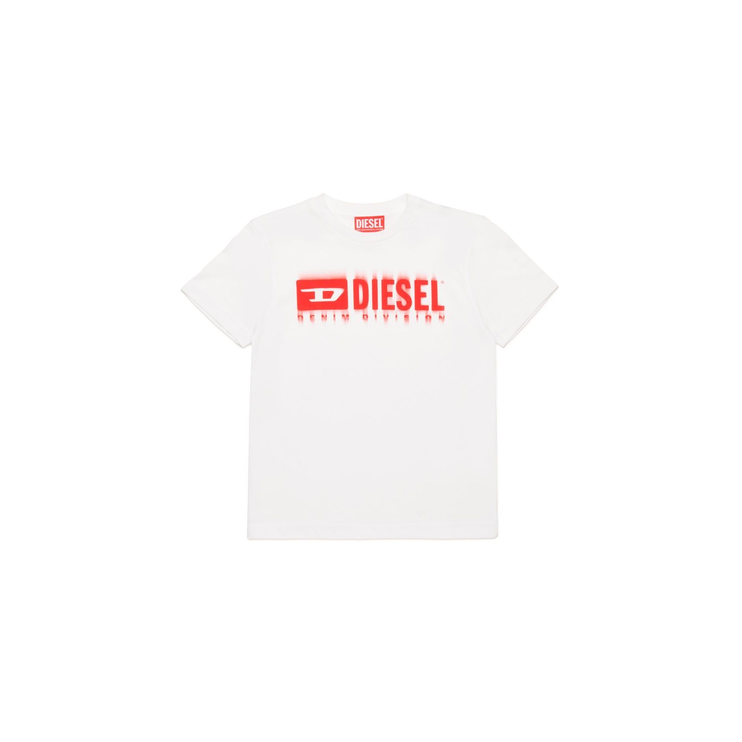 WHITE TSHIRT RED DIESEL LOGO SHORT SLEEVE / J02033-K100