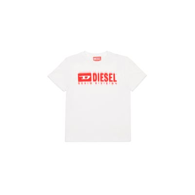 WHITE TSHIRT RED DIESEL LOGO SHORT SLEEVE / J02033-K100