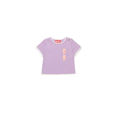 LAVENDER TSHIRT LACE TRIM SHORT SLEEVE SUN GLASSES PRINT / K00636-K64A
