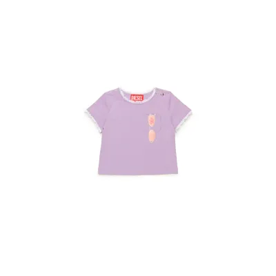 LAVENDER TSHIRT LACE TRIM SHORT SLEEVE SUN GLASSES PRINT / K00636-K64A