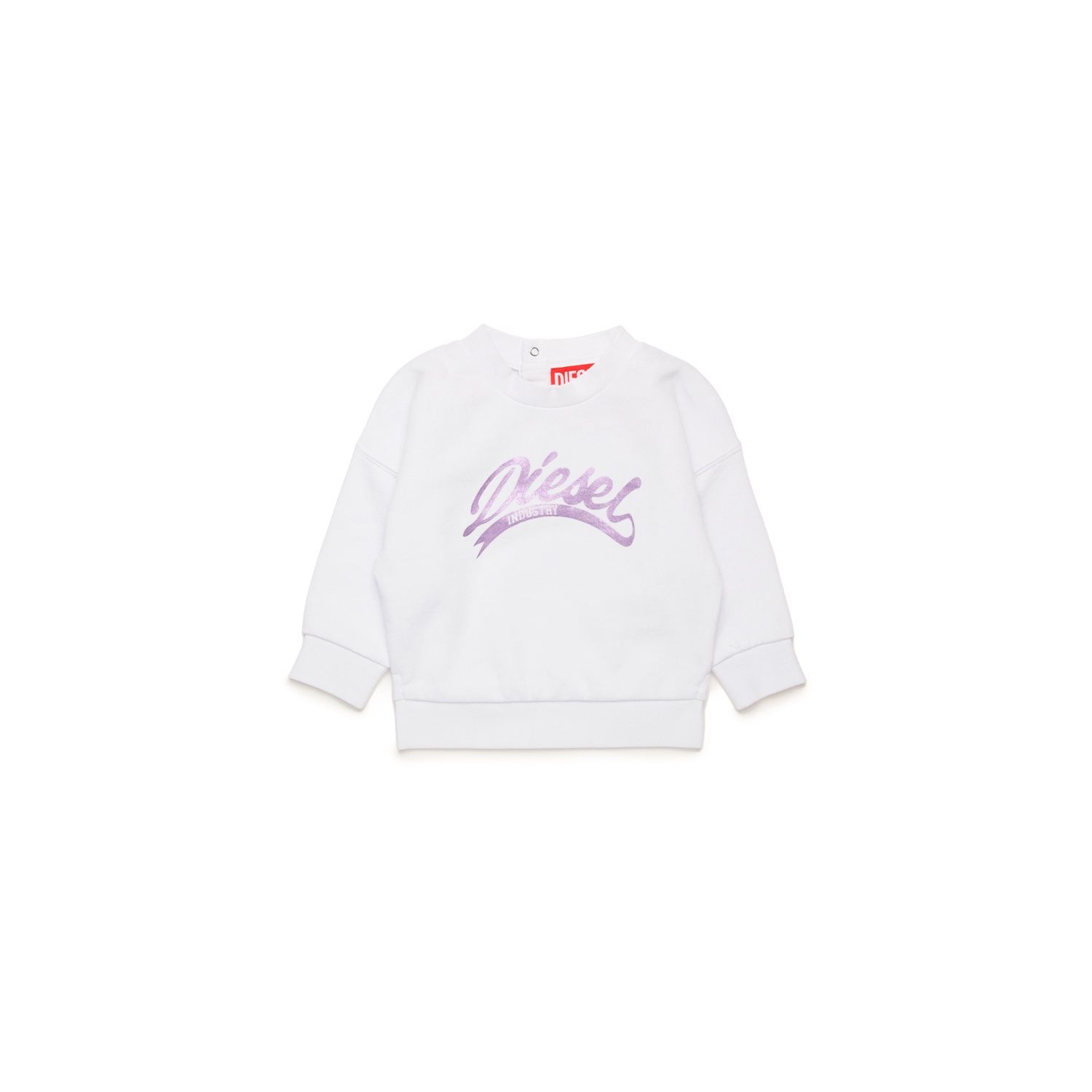 WHITE DSL TOP LONG SLEEVE PURPLE LOGO / K00634-K100