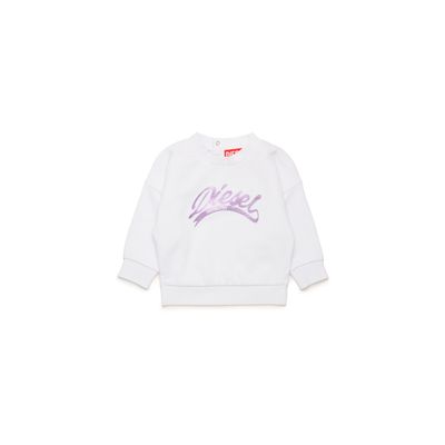 WHITE DSL TOP LONG SLEEVE PURPLE LOGO / K00634-K100