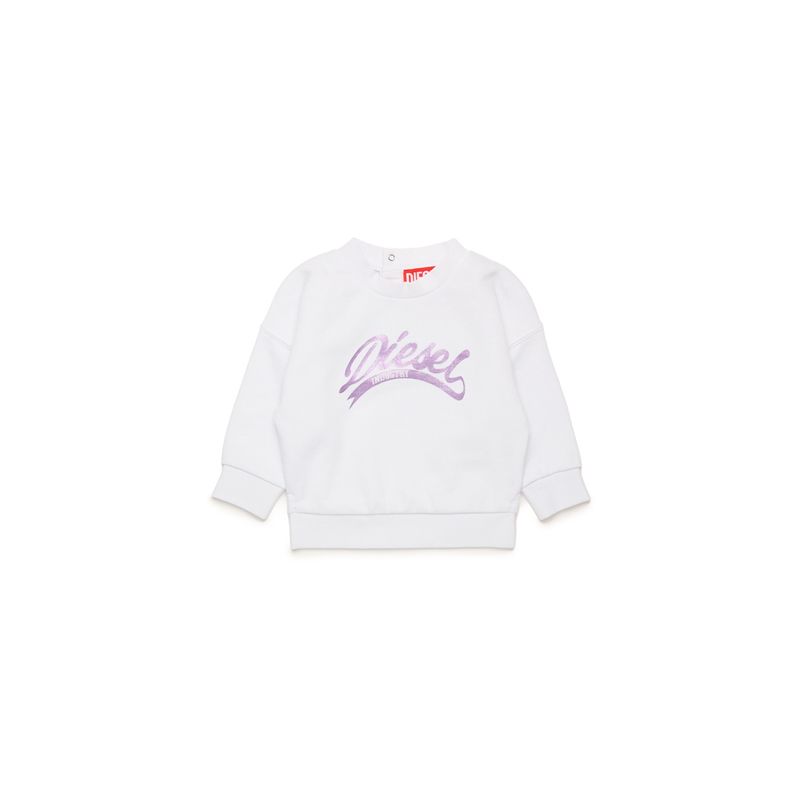 WHITE DSL TOP LONG SLEEVE PURPLE LOGO / K00634-K100