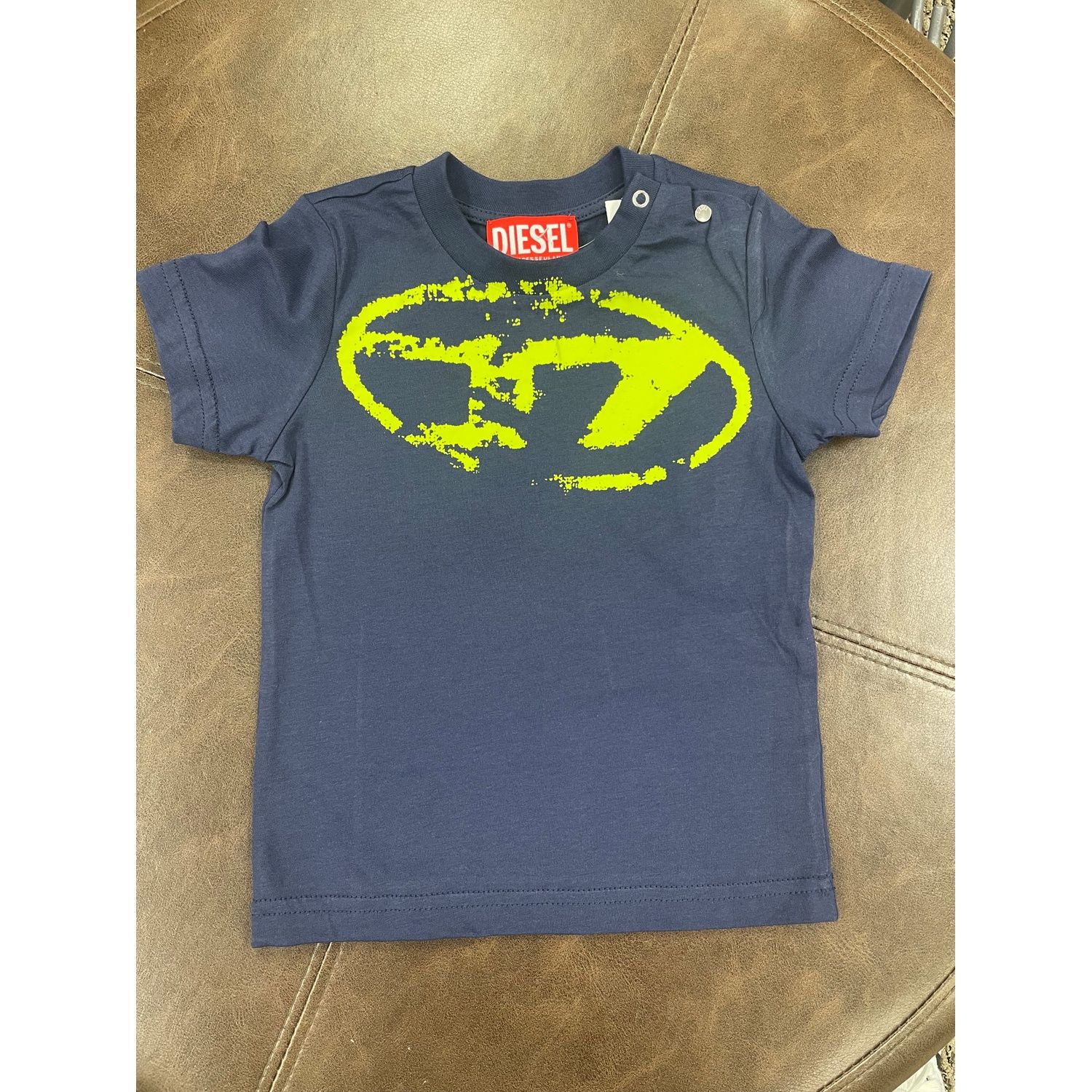 NAVY TSHIRT SHORT SLEEVE LIME GREEN D / K00635-K8AT
