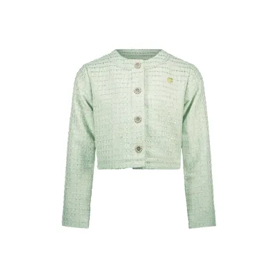 JADE GREEN TWEED JACKET PEARL RHINESTONE BUTTONS / C411-5142-304