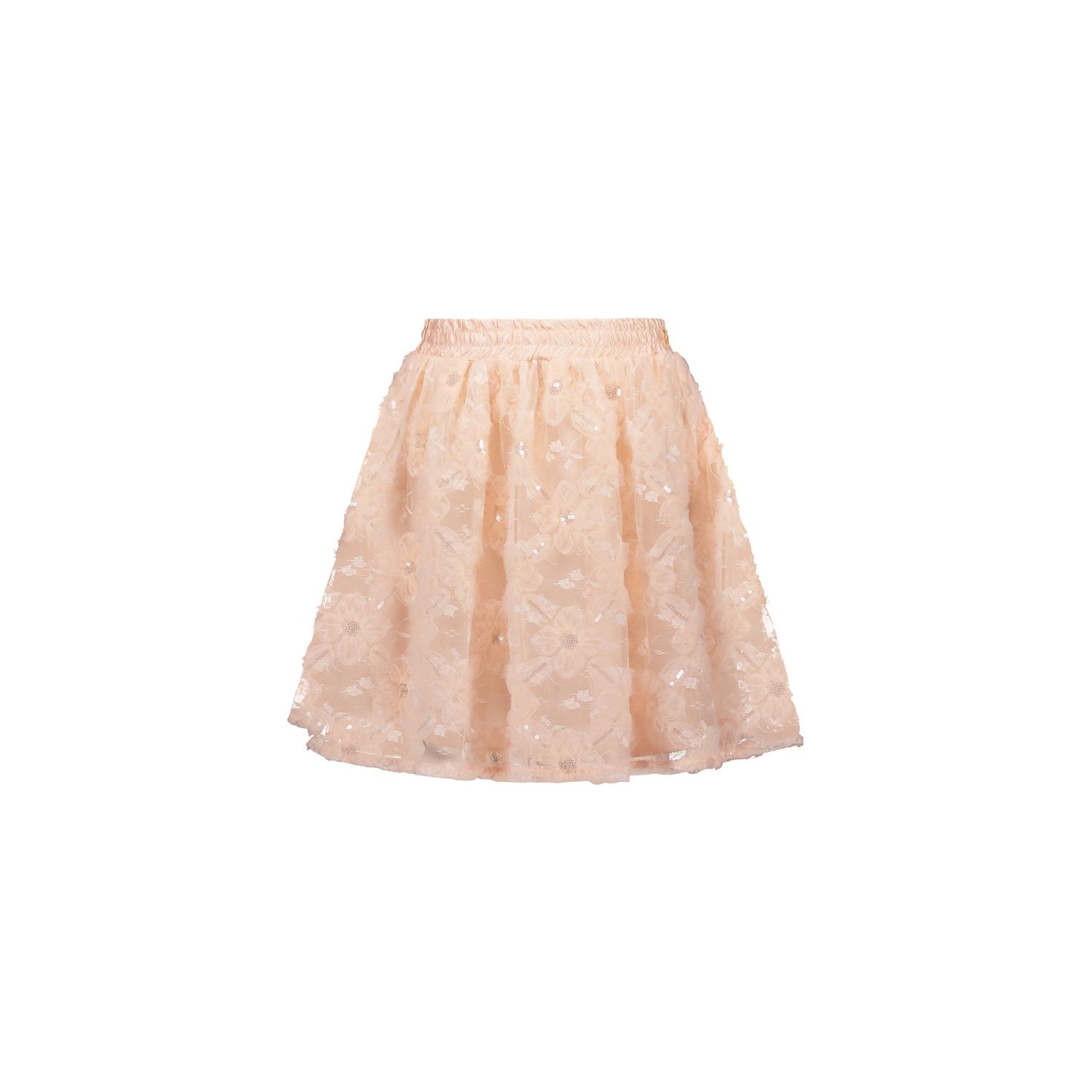 PINK FLOWER TULLE SKIRT SEQUIN TRIM / C411-5705-225