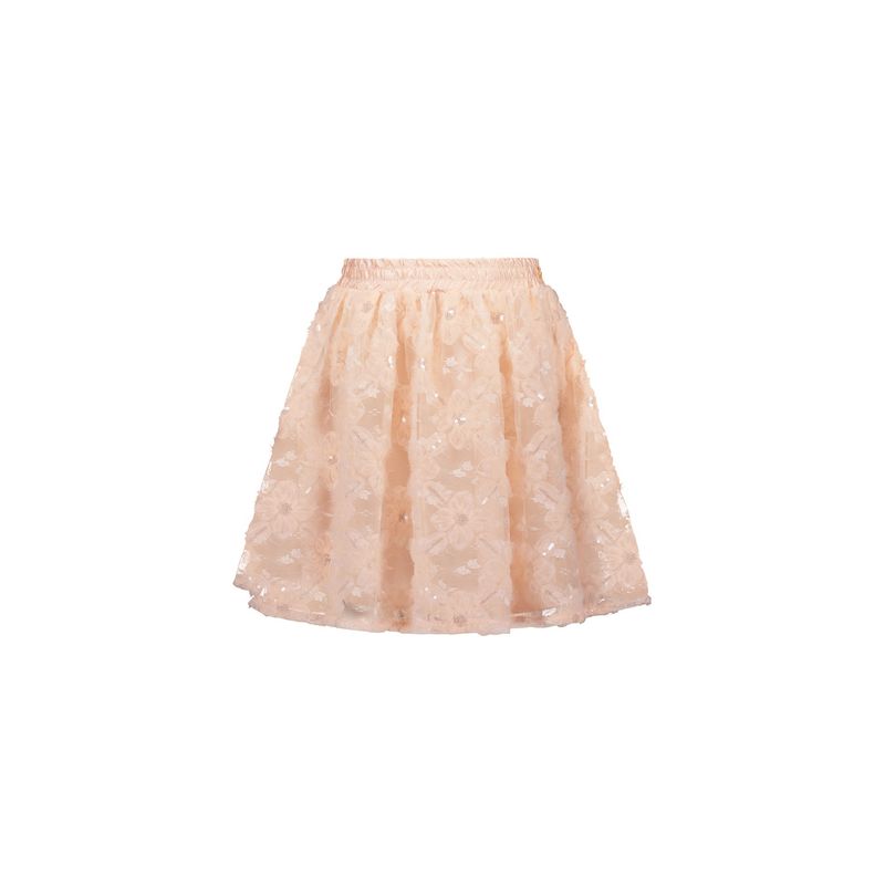 PINK FLOWER TULLE SKIRT SEQUIN TRIM / C411-5705-225