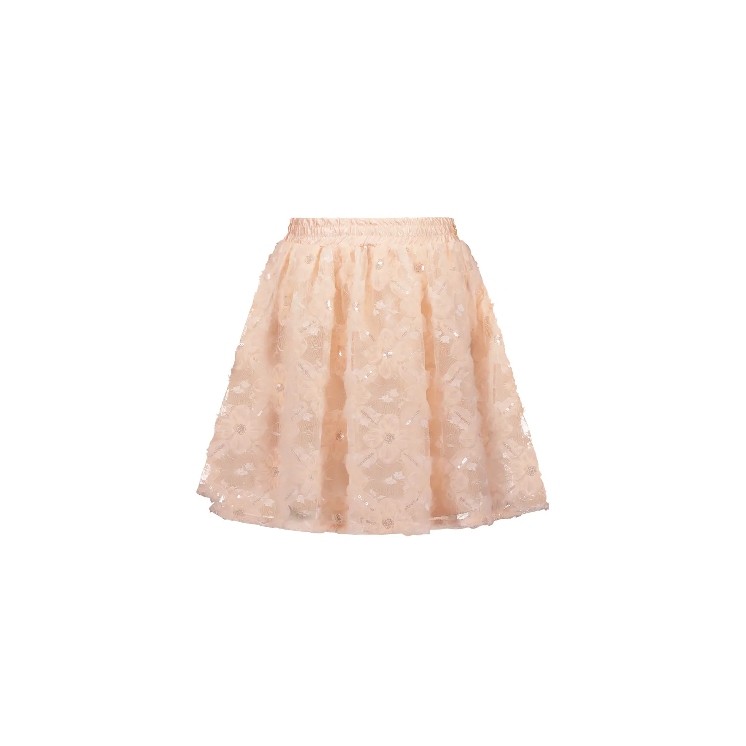 PINK FLOWER TULLE SKIRT SEQUIN TRIM / C411-5705-225