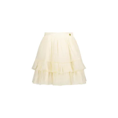 CREAM SILKY VOILE SKIRT 2 TIER FLOUNCES / C411-5734-012