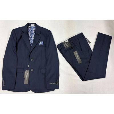 2PC NAVY BLAZER & PANT BASKETWEAVE PRINT SLIM FIT / 5472-LZ54722PC