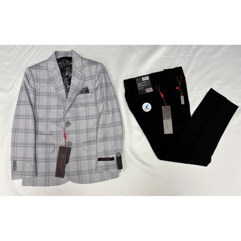 2PC GREY HAVANA PLAID BLACK PANT SLIM FIT / 5467-LZK504 2PC GREY HAVANA PLAID BLACK PANT SLIM FIT / 5467-LZK504