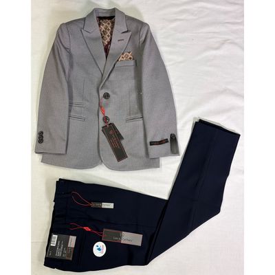 2PC TAN COLORED CHECK BLAZER & NAVY PANT SLIM FIT / 5441-LZDT-504