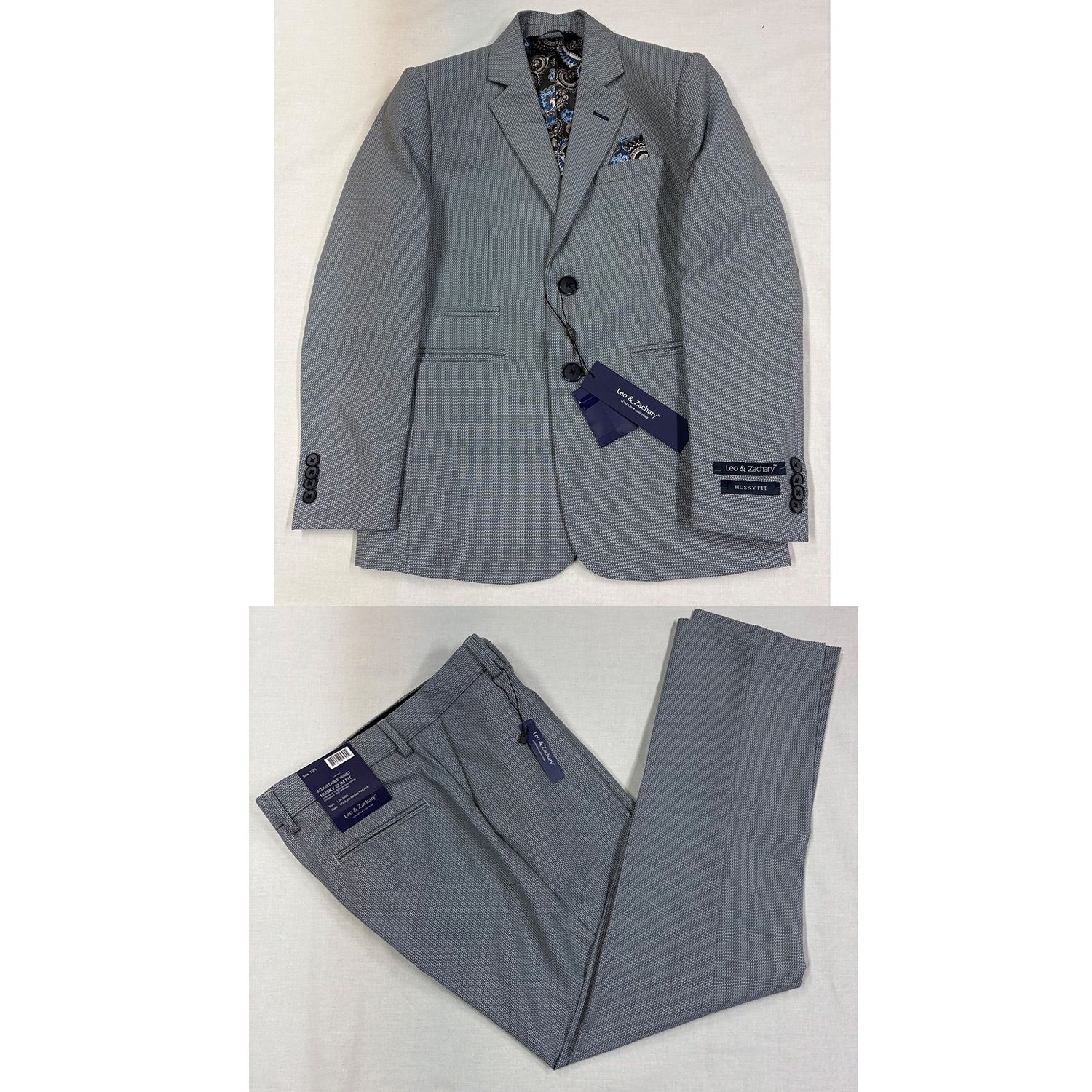 NAVY/WHITE CHECK 2PC SUIT HUSKY STRETCH / BLZH5828