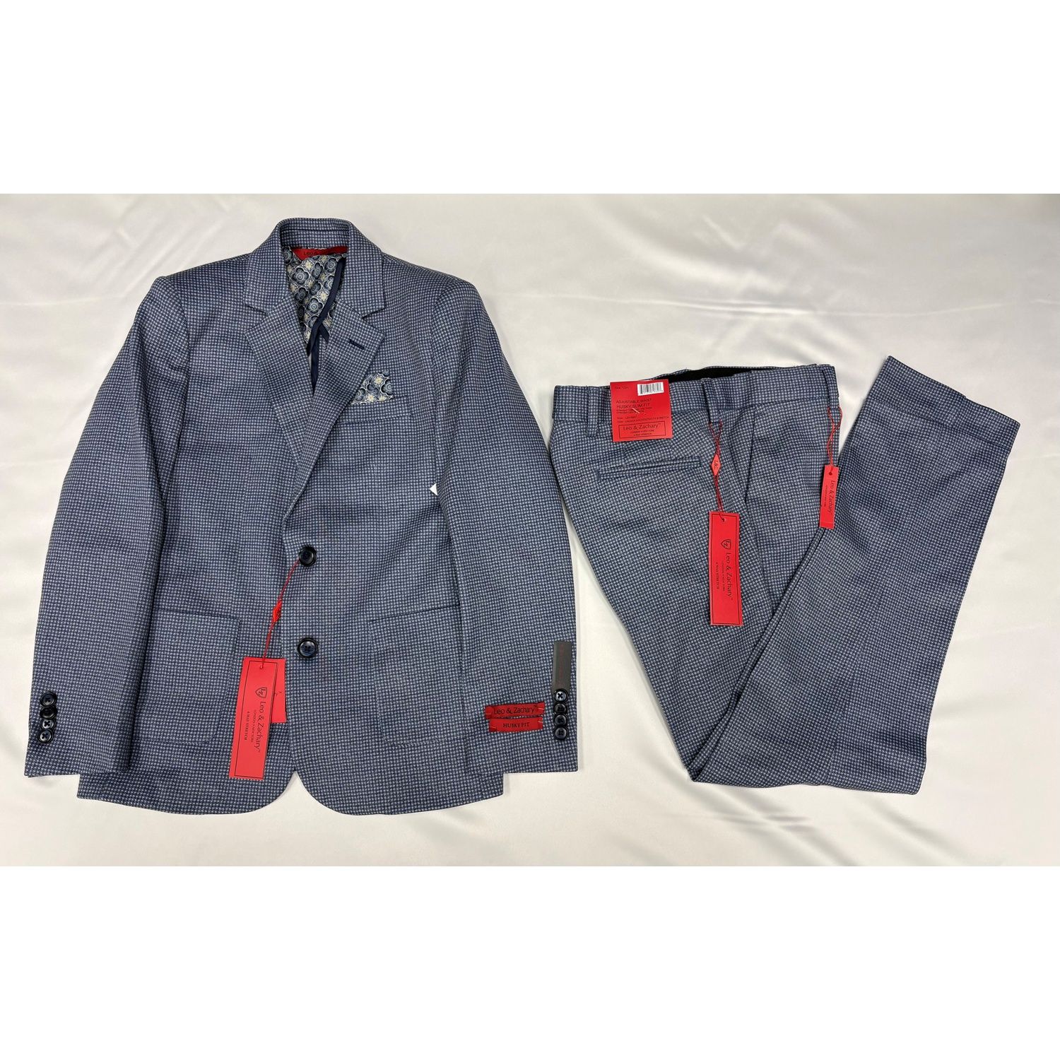 BLUE HAVANNA HOUNDSTOOTH 2PC SUIT HUSKY STRETCH / BLZH5847