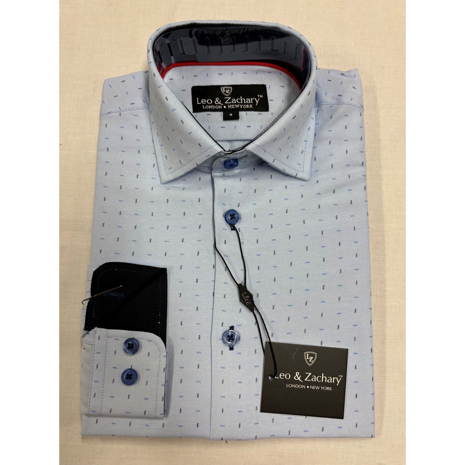 LIGHTING BLUE SHIRT NAVY TRIM PRINTED / 50036
