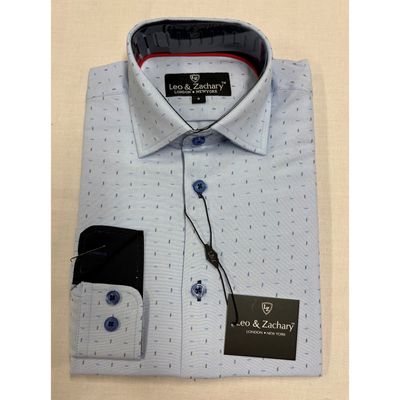 LIGHTING BLUE SHIRT NAVY TRIM PRINTED / 50036