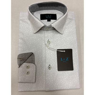 LIGHT GREY PRINTED SHIRT CHECK TRIM / 50035