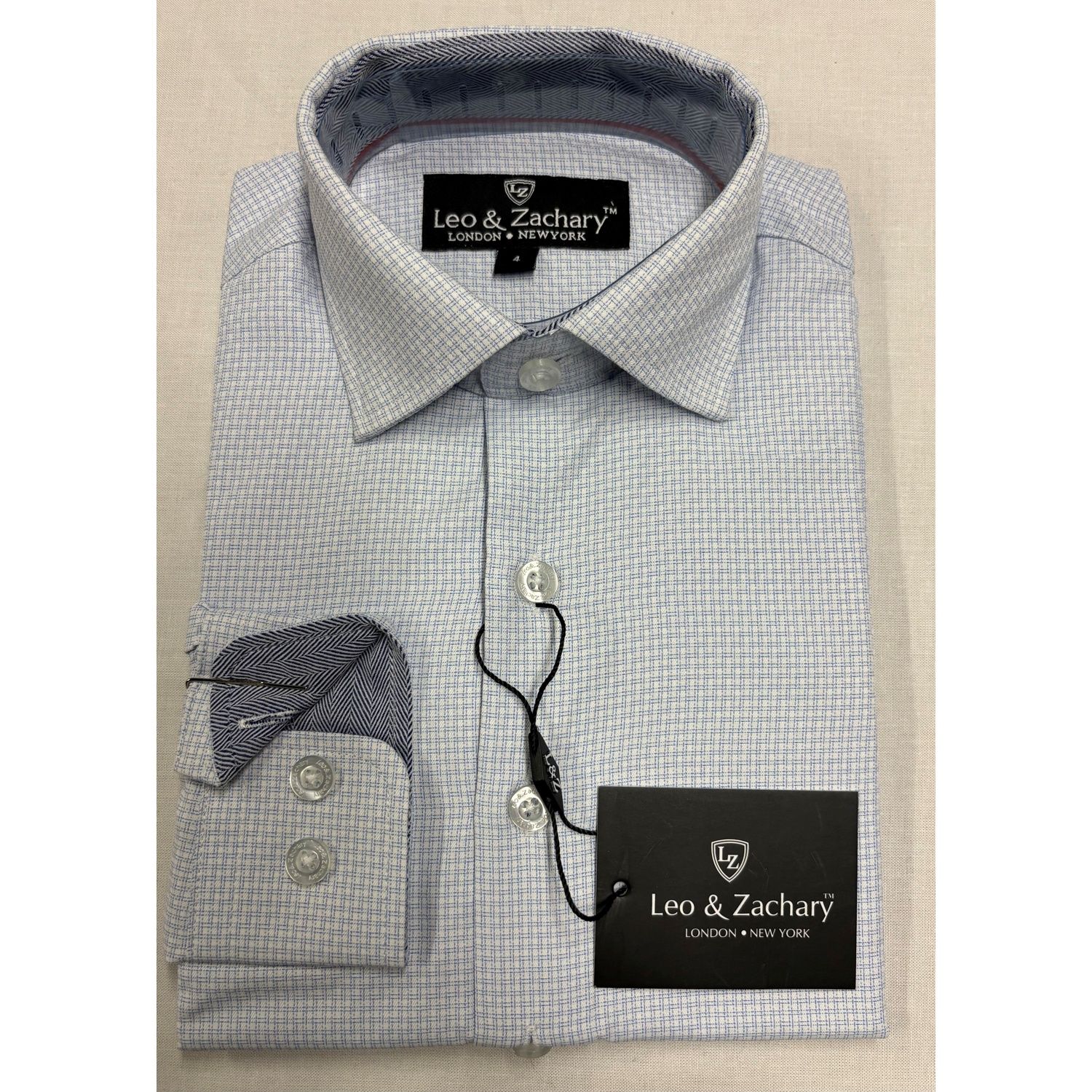 LIGHT BLUE SHIRT SAMLL CHECK PRINT AZUL STAIR STITCH / 50008