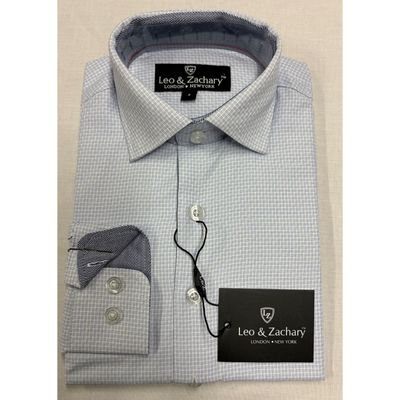 LIGHT BLUE SHIRT SAMLL CHECK PRINT AZUL STAIR STITCH / 50008