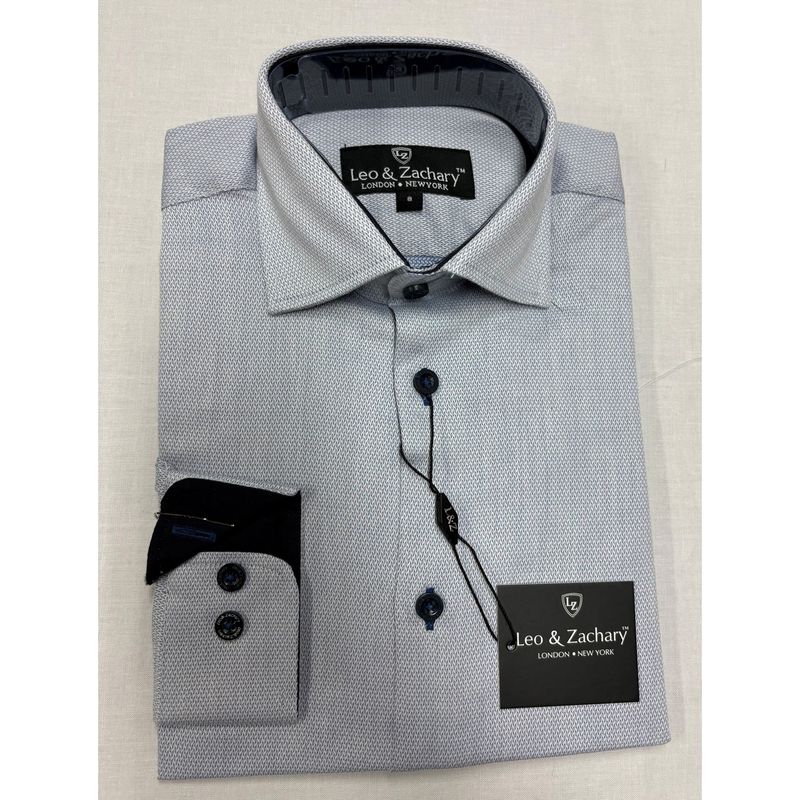 BLUE CLOUD WEAVE SHIRT NAVY TRIM / 50034 BLUE CLOUD WEAVE SHIRT NAVY TRIM / 50034