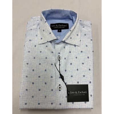 LIGHT BLUE SHIRT AZURRE SEED PRINT NAVY / 5912