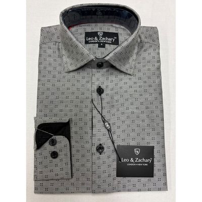 GREY BLACK SHIRT DOTTED BOX PRINT / 50032