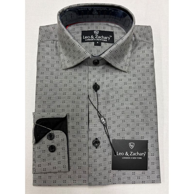 GREY BLACK SHIRT DOTTED BOX PRINT / 50032 GREY BLACK SHIRT DOTTED BOX PRINT / 50032