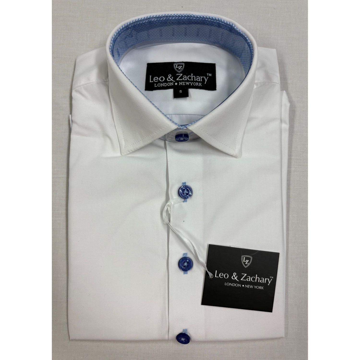 WHITE SHIRT BLUE TRIM WRINKLE FREE / 50039