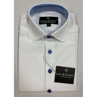 WHITE SHIRT BLUE TRIM WRINKLE FREE / 50039